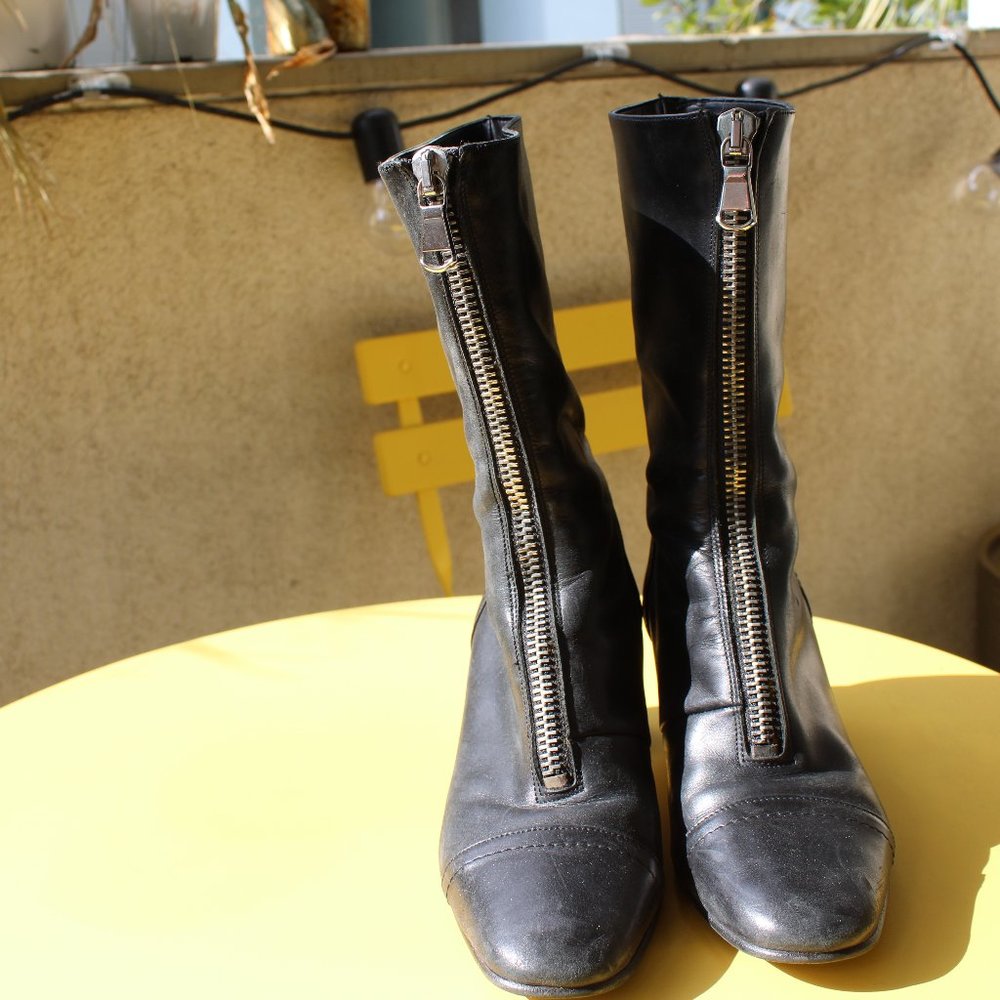 Zara leather boots - 8.5  black
